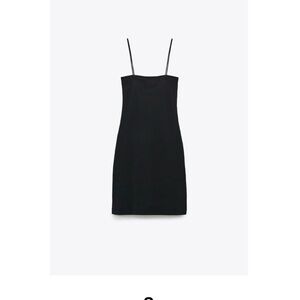 Zara Ribbed Elegant Black Spaghetti Strap Dress